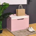 Costway Coffre à jouets en bois pour enfants, banc de rangement avec couvercle rabattable, charnière de sécurité et coussin