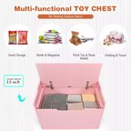 Costway Coffre à jouets en bois pour enfants, banc de rangement avec couvercle rabattable, charnière de sécurité et coussin