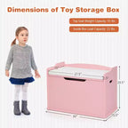 Costway Coffre à jouets en bois pour enfants, banc de rangement avec couvercle rabattable, charnière de sécurité et coussin
