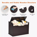 Costway Coffre à jouets en bois pour enfants, banc de rangement avec couvercle rabattable, charnière de sécurité et coussin
