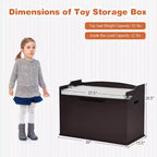 Costway Coffre à jouets en bois pour enfants, banc de rangement avec couvercle rabattable, charnière de sécurité et coussin