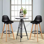 Costway Lot de 2 tabourets de bar mi-siècle 28,5", chaises de salle à manger/pub avec assise rembourrée en cuir, noir