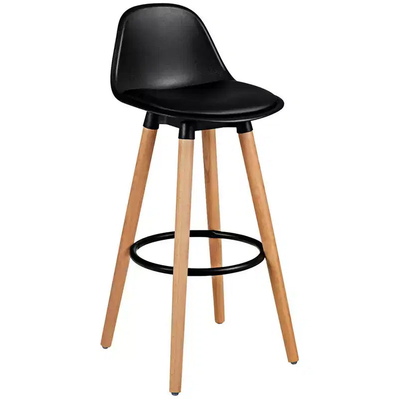Costway Lot de 2 tabourets de bar mi-siècle 28,5", chaises de salle à manger/pub avec assise rembourrée en cuir, noir