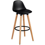 Costway Lot de 2 tabourets de bar mi-siècle 28,5", chaises de salle à manger/pub avec assise rembourrée en cuir, noir
