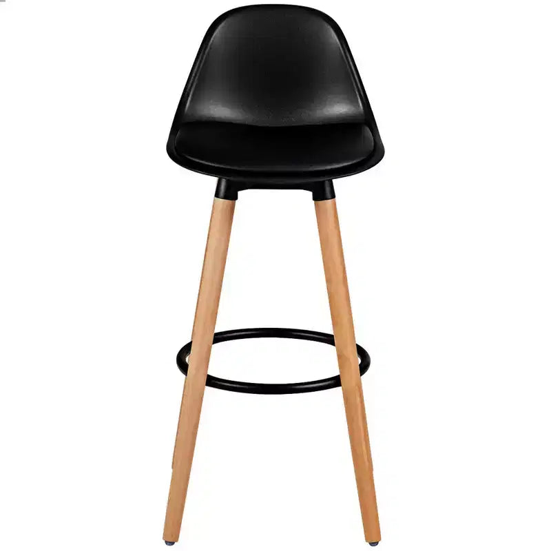 Costway Lot de 2 tabourets de bar mi-siècle 28,5", chaises de salle à manger/pub avec assise rembourrée en cuir, noir