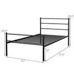Cadre de lit double en métal Costway, sommier tapissier avec tête de lit, noir