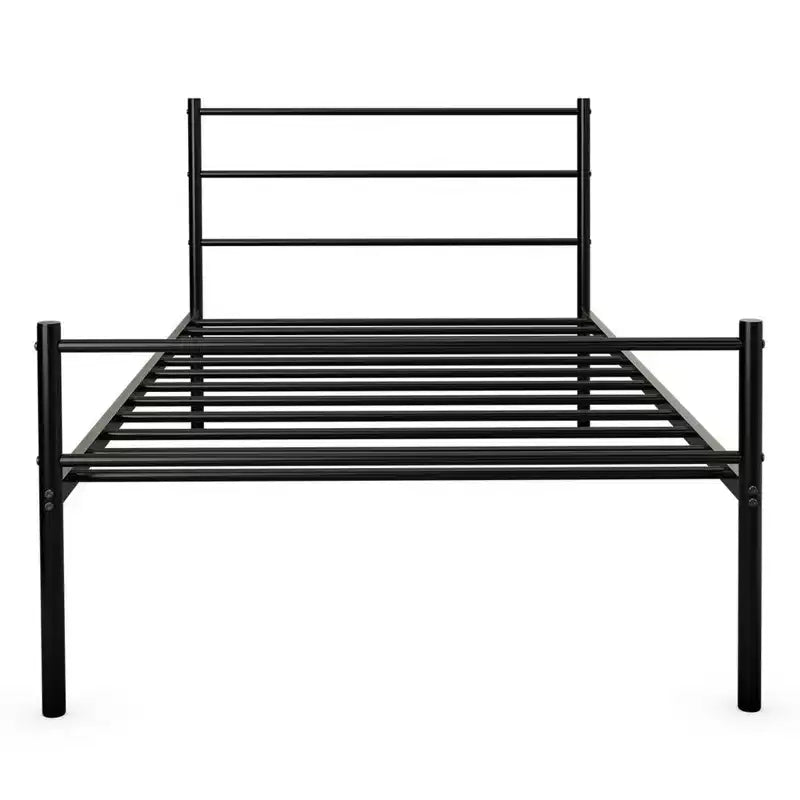 Cadre de lit double en métal Costway, sommier tapissier avec tête de lit, noir