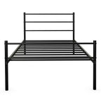 Cadre de lit double en métal Costway, sommier tapissier avec tête de lit, noir