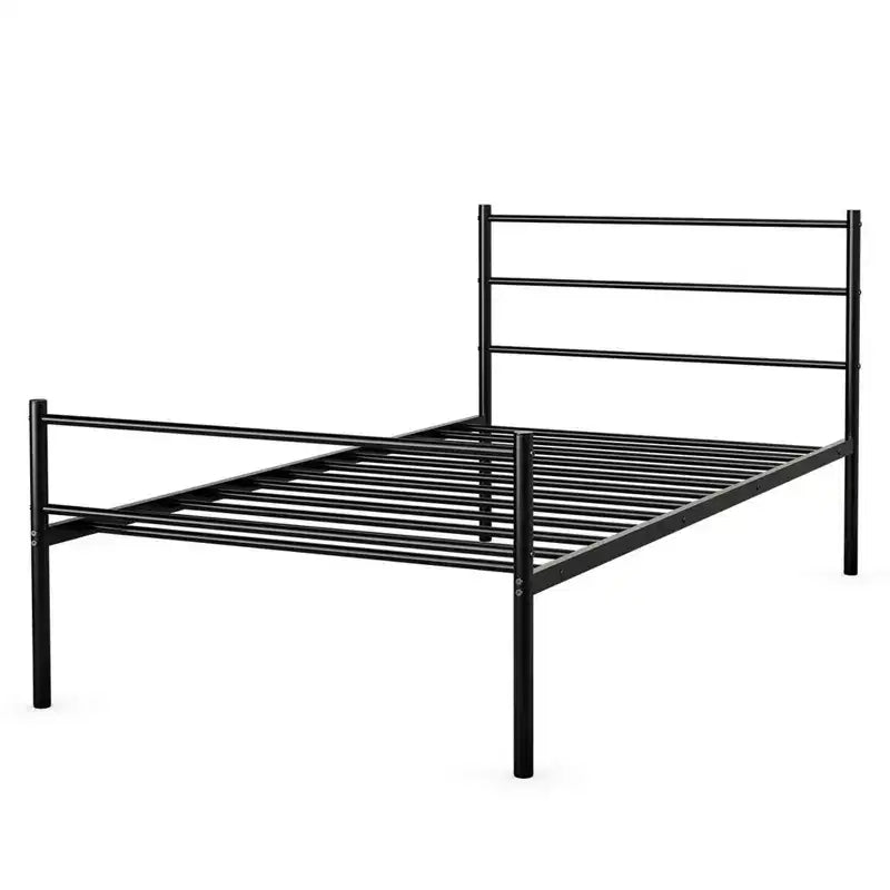 Cadre de lit double en métal Costway, sommier tapissier avec tête de lit, noir