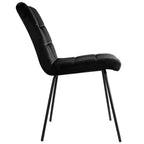 Elama - Chaises capitonnées en velours 2 pièces, noires, avec pieds en métal noir