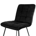 Elama - Chaises capitonnées en velours 2 pièces, noires, avec pieds en métal noir