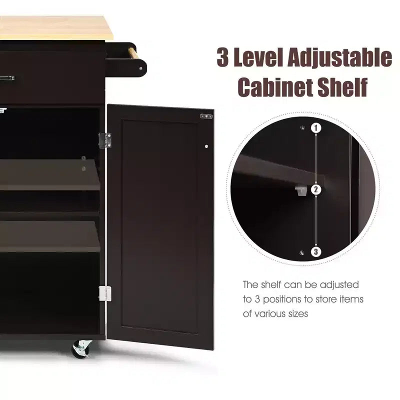 Chariot de cuisine roulant Costway avec rangement Marron/Blanc