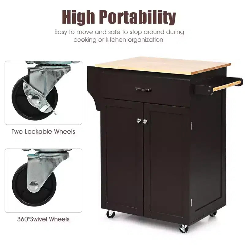Chariot de cuisine roulant Costway avec rangement Marron/Blanc