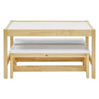 MUSEHOMEINC Table et bancs d'activités 3 en 1 en bois massif pour enfants et tout-petits, avec surface tableau blanc pour salle de jeux et école