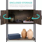 Meuble de rangement bibliothèque Best Choice Products pour salon, couloir avec placard fermé, design surélevé