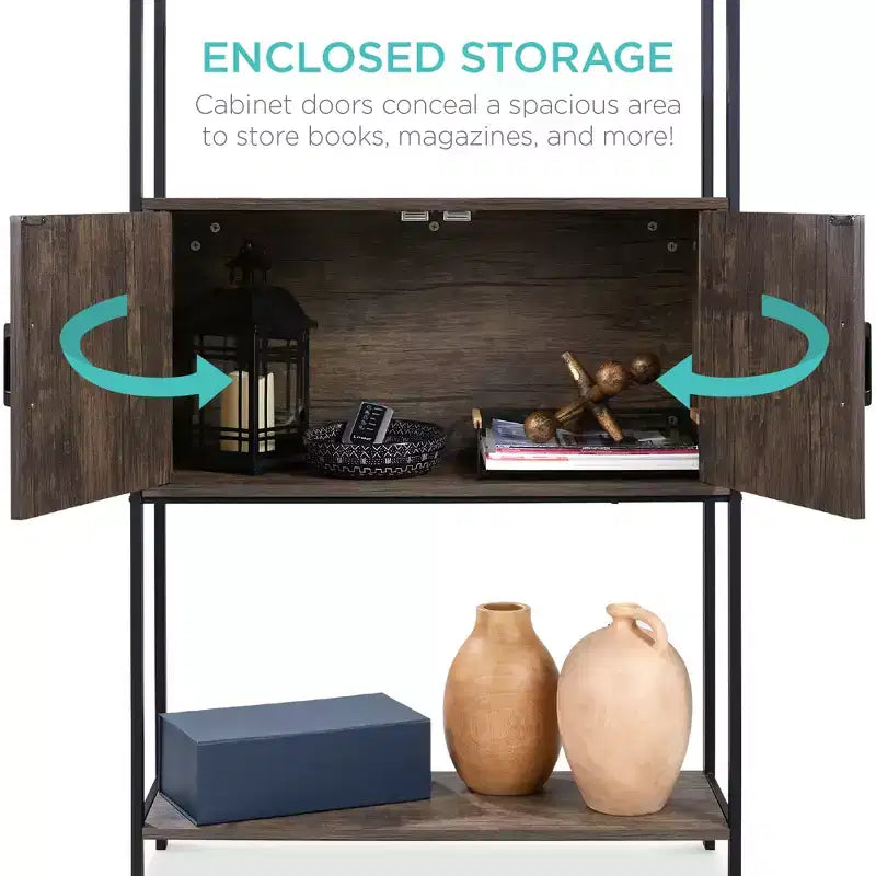 Meuble de rangement bibliothèque Best Choice Products pour salon, couloir avec placard fermé, design surélevé