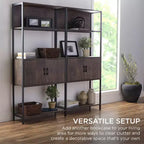 Meuble de rangement bibliothèque Best Choice Products pour salon, couloir avec placard fermé, design surélevé