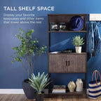 Meuble de rangement bibliothèque Best Choice Products pour salon, couloir avec placard fermé, design surélevé