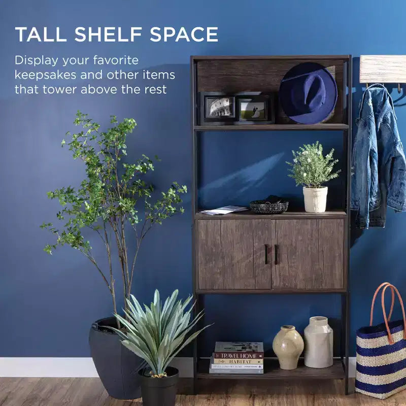 Meuble de rangement bibliothèque Best Choice Products pour salon, couloir avec placard fermé, design surélevé