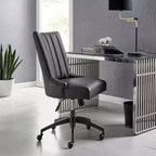 Fauteuil de bureau en cuir végétalien capitonné Empower Channel – Modway