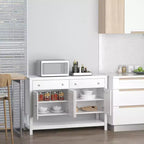HOMCOM Buffet moderne 119 cm, armoire d'appoint avec étagères réglables et tiroirs, pour salon, blanc
