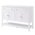 HOMCOM Buffet moderne 119 cm, armoire d'appoint avec étagères réglables et tiroirs, pour salon, blanc