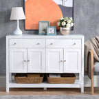 HOMCOM Buffet moderne 119 cm, armoire d'appoint avec étagères réglables et tiroirs, pour salon, blanc