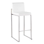 Lot de 2 tabourets de bar hauts Fuji en acier inoxydable/velours - LumiSource