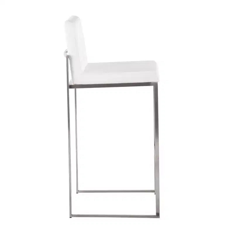 Lot de 2 tabourets de bar hauts Fuji en acier inoxydable/velours - LumiSource