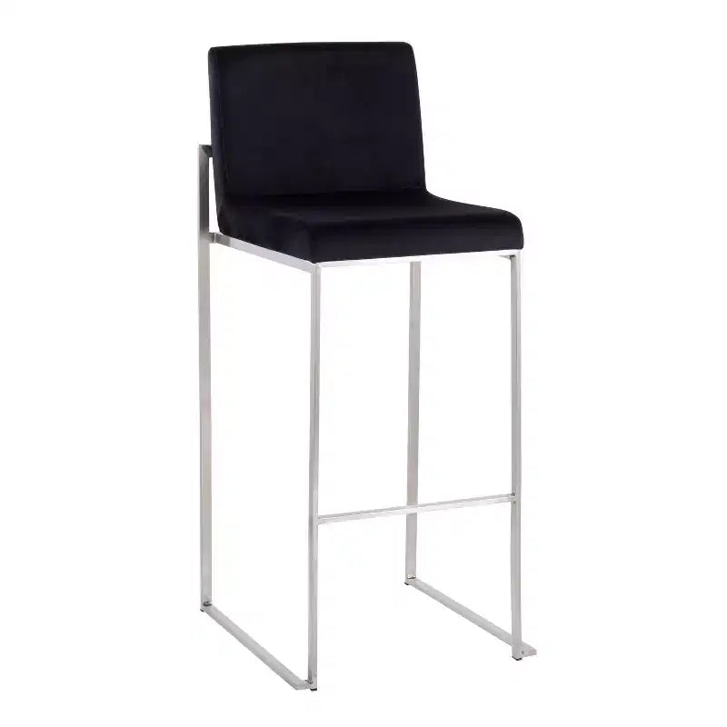 Lot de 2 tabourets de bar hauts Fuji en acier inoxydable/velours - LumiSource
