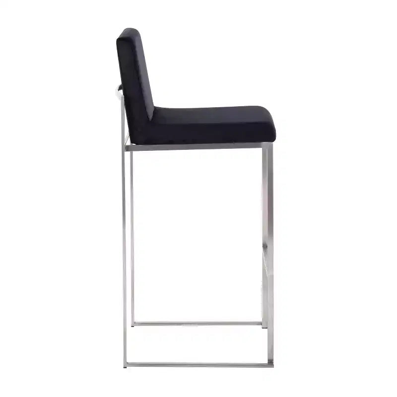 Lot de 2 tabourets de bar hauts Fuji en acier inoxydable/velours - LumiSource