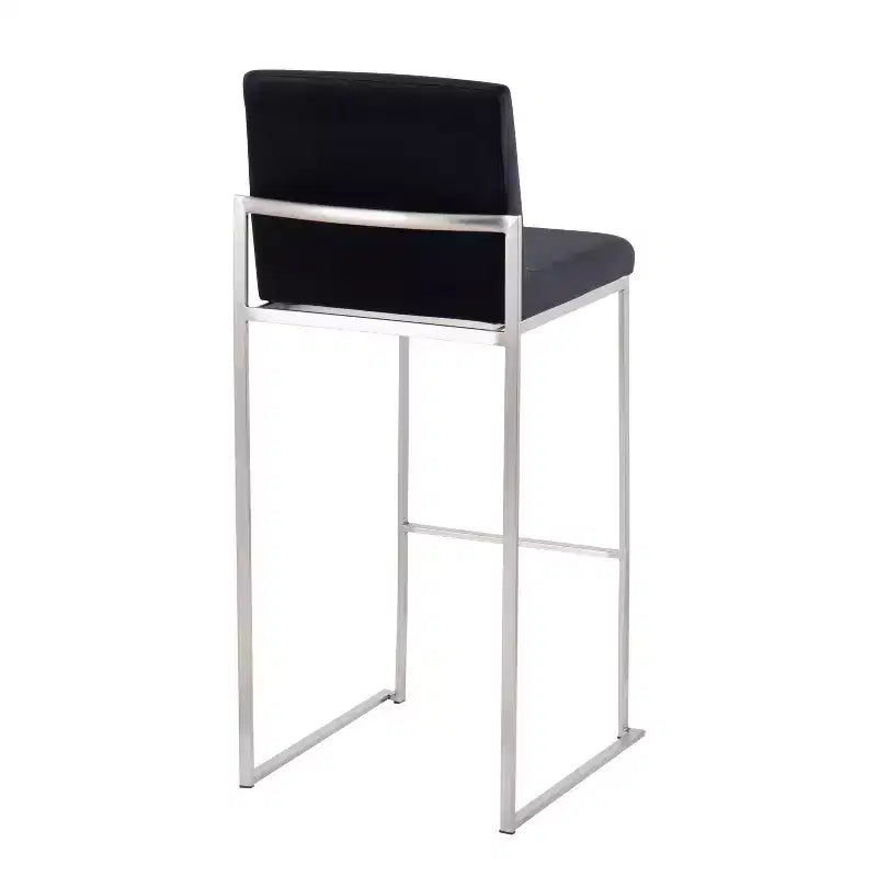 Lot de 2 tabourets de bar hauts Fuji en acier inoxydable/velours - LumiSource