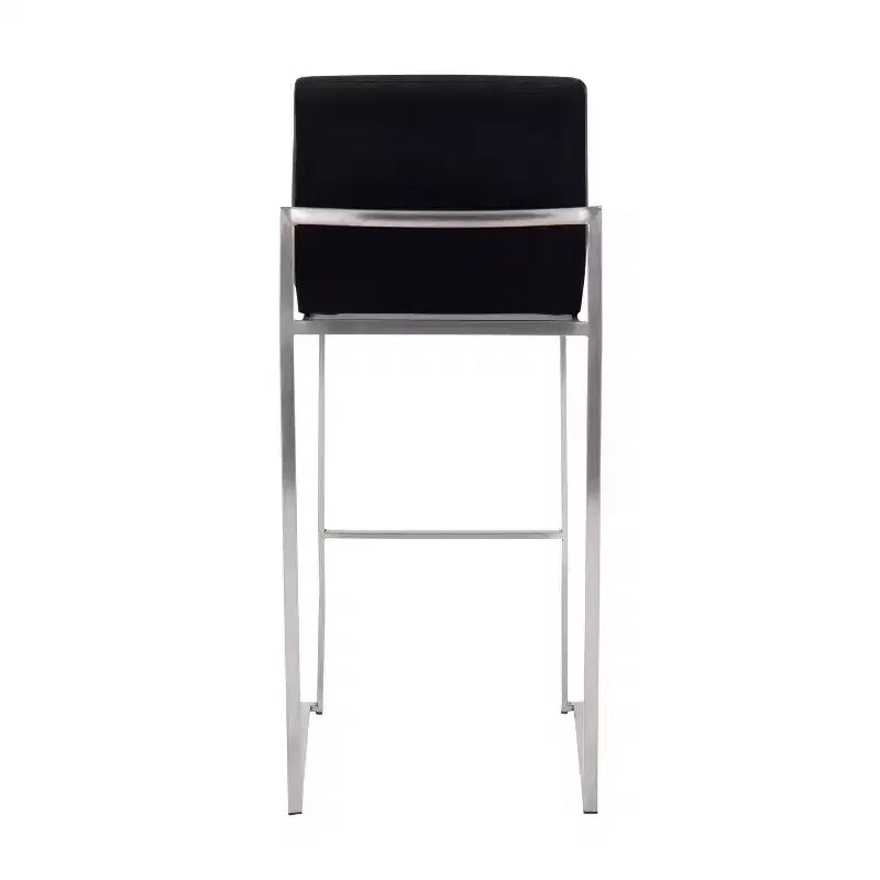 Lot de 2 tabourets de bar hauts Fuji en acier inoxydable/velours - LumiSource