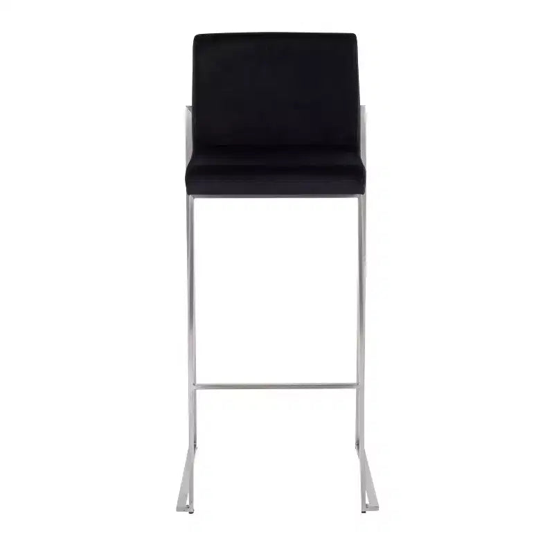 Lot de 2 tabourets de bar hauts Fuji en acier inoxydable/velours - LumiSource