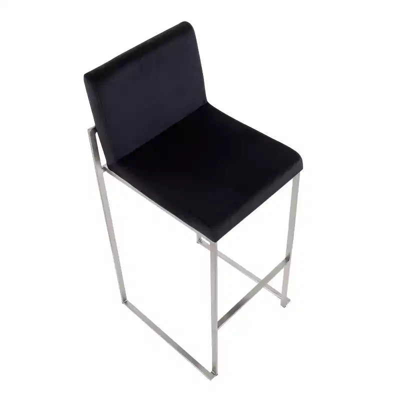 Lot de 2 tabourets de bar hauts Fuji en acier inoxydable/velours - LumiSource