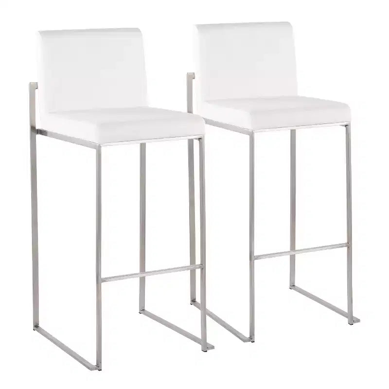 Lot de 2 tabourets de bar hauts Fuji en acier inoxydable/velours - LumiSource