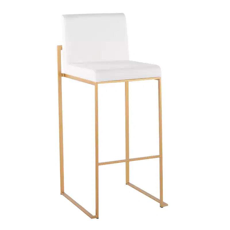 Lot de 2 tabourets de bar Fuji à dossier haut en acier inoxydable/velours avec pieds dorés - LumiSource
