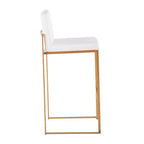 Lot de 2 tabourets de bar Fuji à dossier haut en acier inoxydable/velours avec pieds dorés - LumiSource