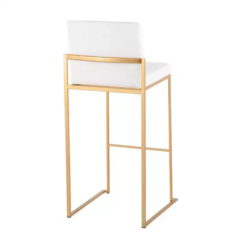 Lot de 2 tabourets de bar Fuji à dossier haut en acier inoxydable/velours avec pieds dorés - LumiSource