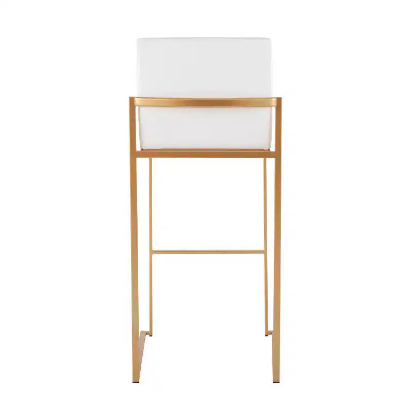 Lot de 2 tabourets de bar Fuji à dossier haut en acier inoxydable/velours avec pieds dorés - LumiSource