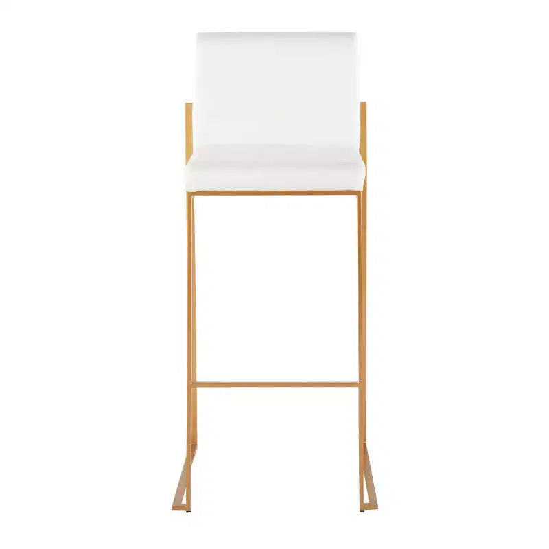 Lot de 2 tabourets de bar Fuji à dossier haut en acier inoxydable/velours avec pieds dorés - LumiSource