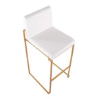 Lot de 2 tabourets de bar Fuji à dossier haut en acier inoxydable/velours avec pieds dorés - LumiSource