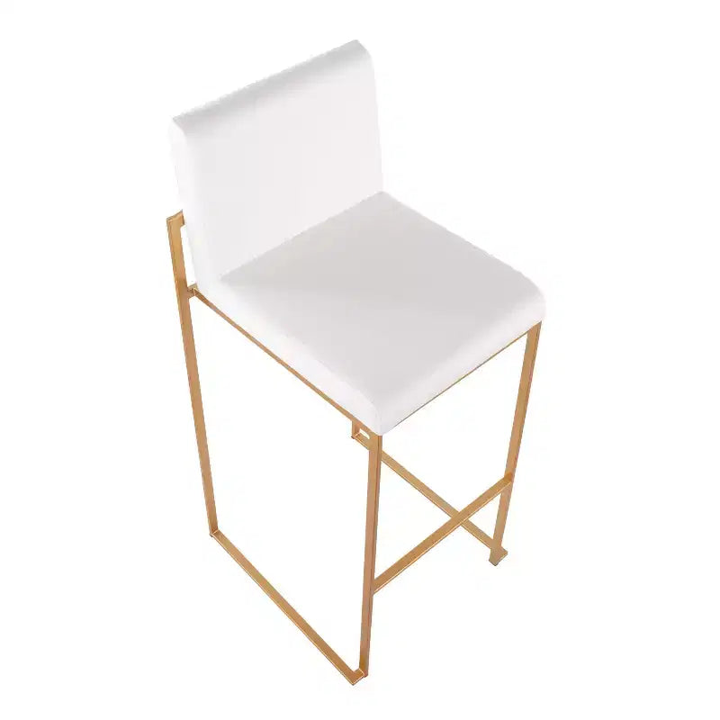 Lot de 2 tabourets de bar Fuji à dossier haut en acier inoxydable/velours avec pieds dorés - LumiSource