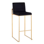Lot de 2 tabourets de bar Fuji à dossier haut en acier inoxydable/velours avec pieds dorés - LumiSource