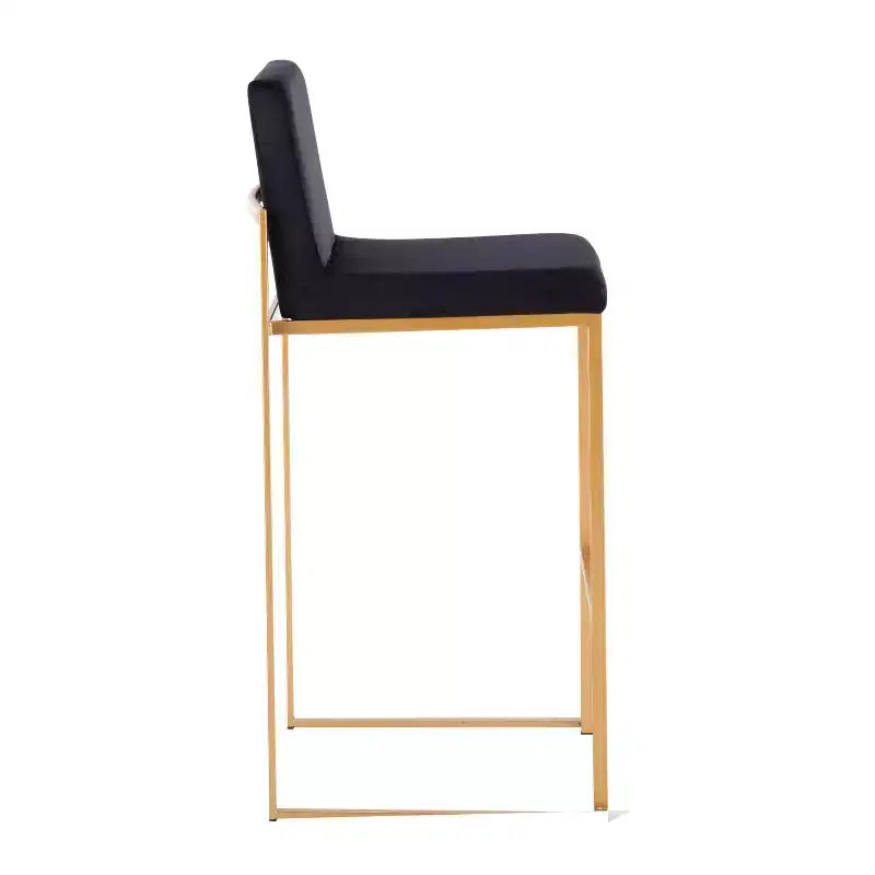 Lot de 2 tabourets de bar Fuji à dossier haut en acier inoxydable/velours avec pieds dorés - LumiSource
