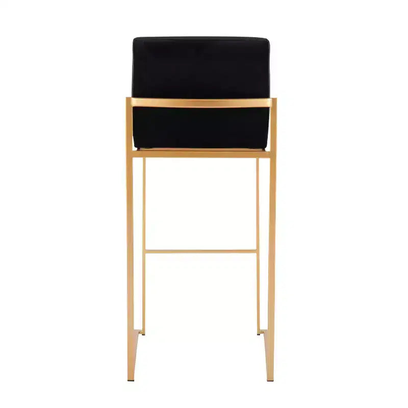 Lot de 2 tabourets de bar Fuji à dossier haut en acier inoxydable/velours avec pieds dorés - LumiSource