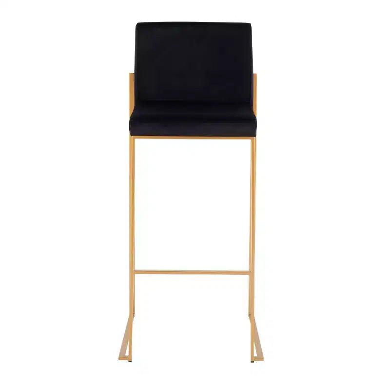 Lot de 2 tabourets de bar Fuji à dossier haut en acier inoxydable/velours avec pieds dorés - LumiSource