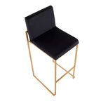 Lot de 2 tabourets de bar Fuji à dossier haut en acier inoxydable/velours avec pieds dorés - LumiSource