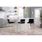 Lot de 2 tabourets de bar Fuji à dossier haut en acier inoxydable/velours avec pieds dorés - LumiSource