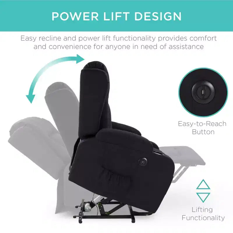 Fauteuil inclinable électrique en lin Best Choice Products avec port USB, chauffage et porte-gobelets